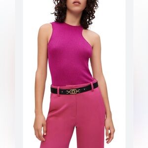 Maje Fuchsia Ribbed Halter Camisole